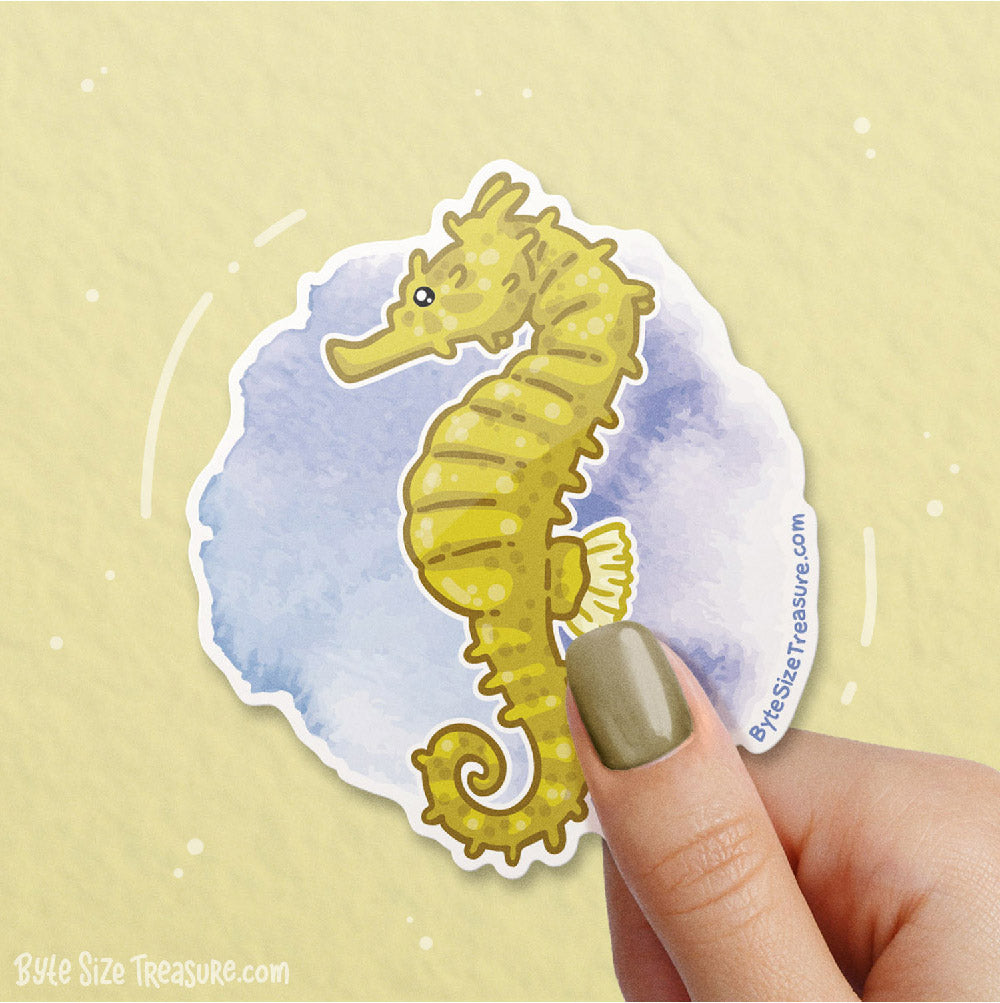 Yellow Seahorse \\ Vinyl Sticker