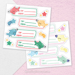 Shark Lights Gift Tags Sticker Sheet