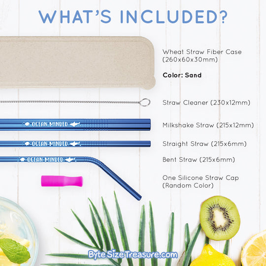 Ocean Minded \\ Blue Stainless Steel Straw Set