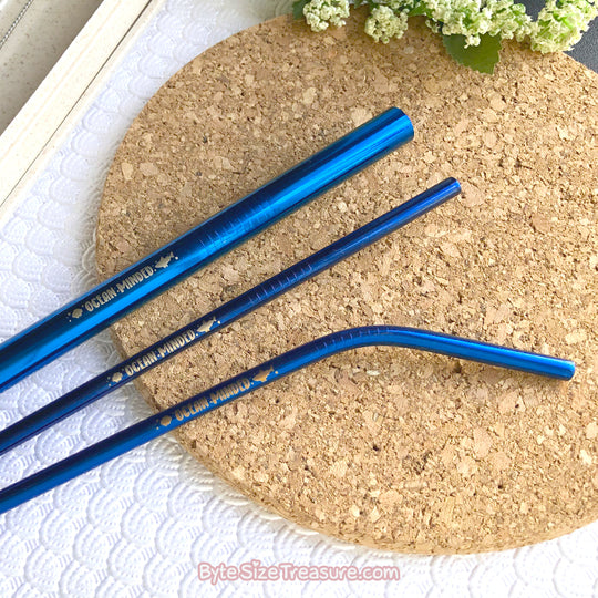 Ocean Minded \\ Blue Stainless Steel Straw Set