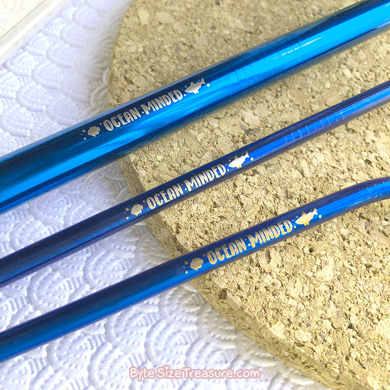 Ocean Minded \\ Blue Stainless Steel Straw Set
