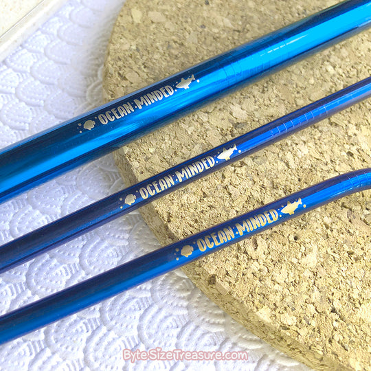 Ocean Minded \\ Blue Stainless Steel Straw Set