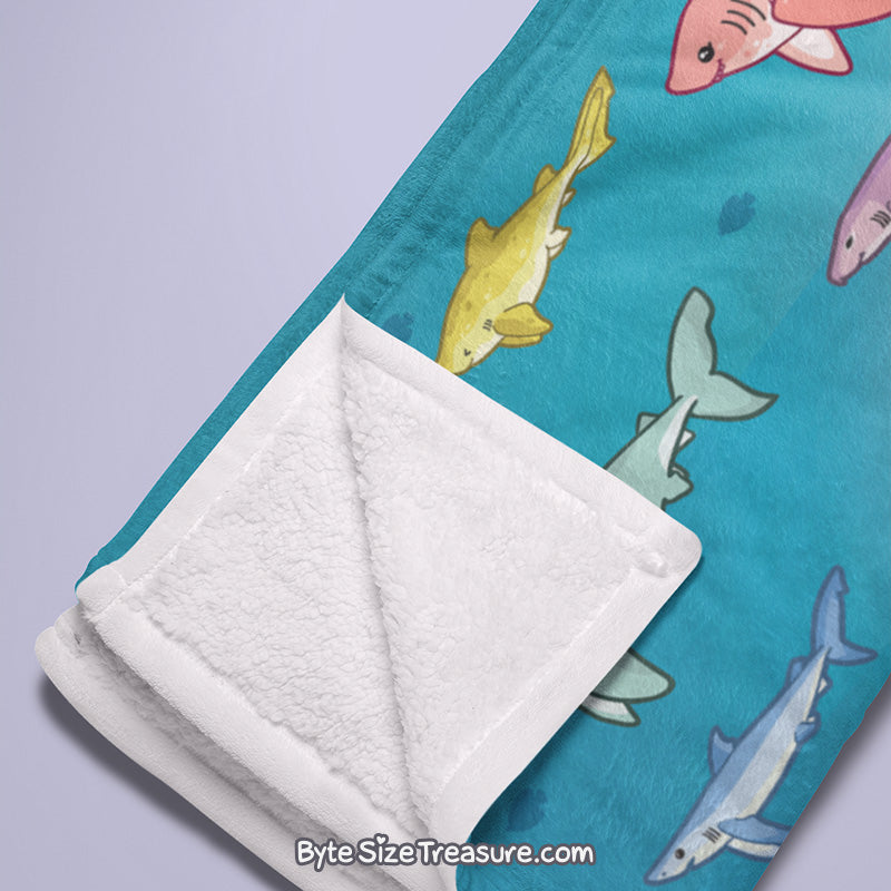 Shark Species Lineup \\ Throw Blanket