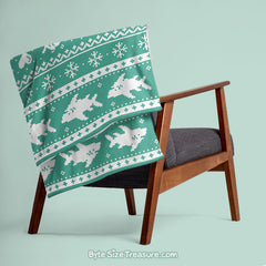 Red & Green Fish-mas Sweater \\ Throw Blanket