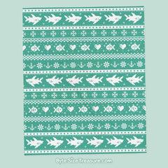 Red & Green Fish-mas Sweater \\ Throw Blanket
