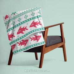 Red & Green Fish-mas Sweater \\ Throw Blanket