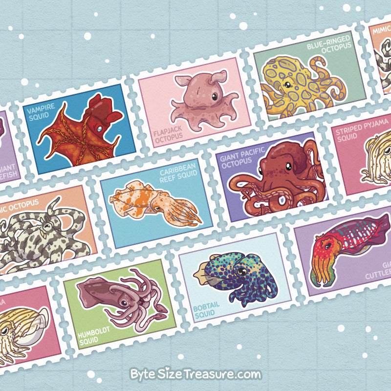 Cephalopod Stamps \\ Washi Tape