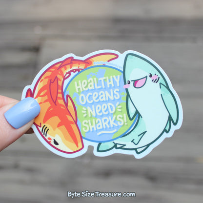 Healthy Oceans Need Sharks Vinyl Sticker