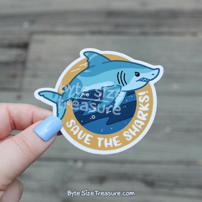 Save the Sharks Vinyl Sticker – ByteSizeTreasure